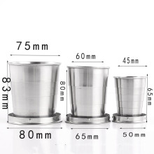 75ml 150ml 250ml Tumbler Portable Small Metal foldable Collapsible Wine Cup For Travel Picnic Mug